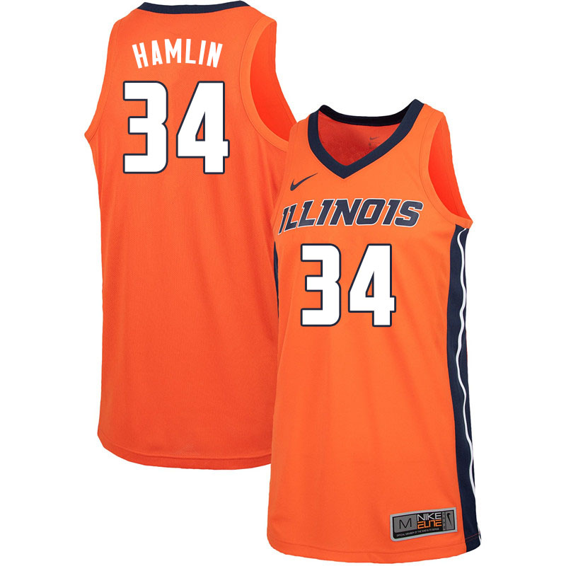 Men #34 Jermaine Hamlin Illinois Fighting Illini College Basketball Jerseys Sale-Orange